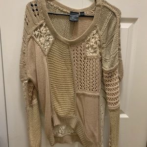 Crochet sweater with lace detail